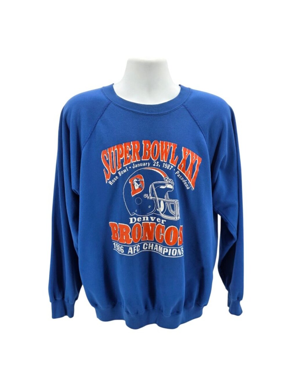 Vintage Trench Mens XL Sweatshirt Denver Broncos Super Bowl XXI 1987 Rose Bowl